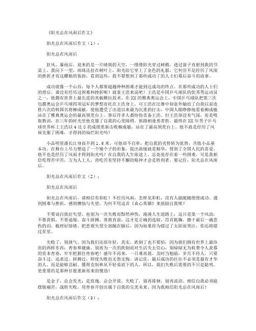 阳光总在风雨后作文20篇