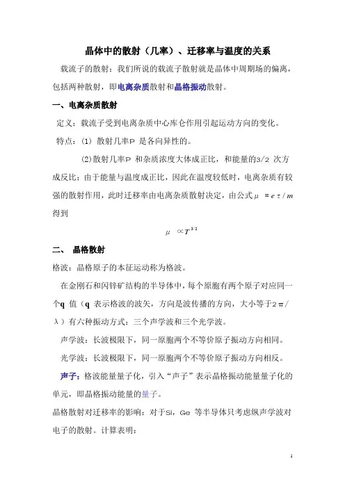 晶体中的散射