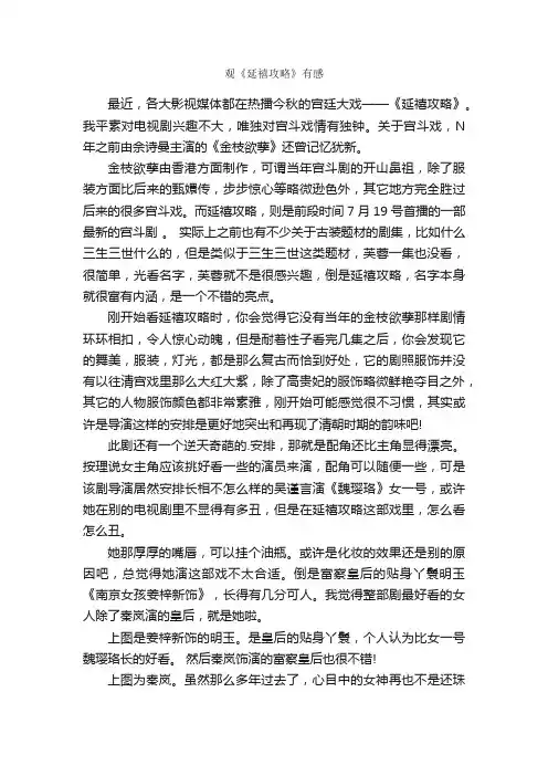 观《延禧攻略》有感