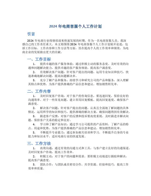 2024年电商客服个人工作计划 (2)