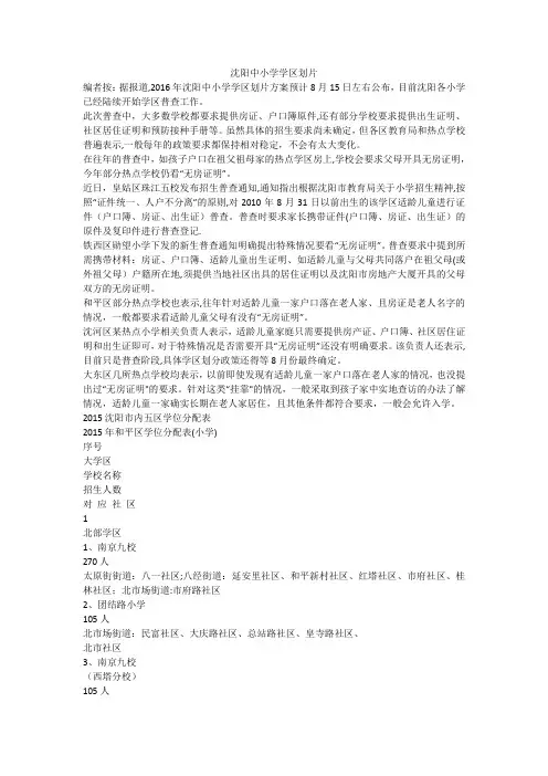 沈阳学区房区域划分【范本模板】