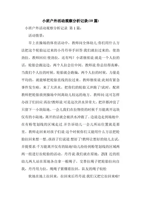 新整理小班户外活动观察分析记录(10篇)