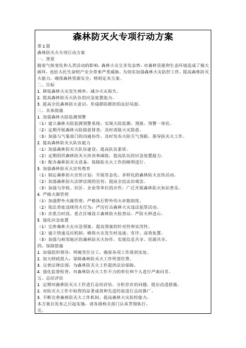森林防灭火专项行动方案