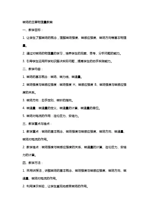 磁场的主要物理量教案