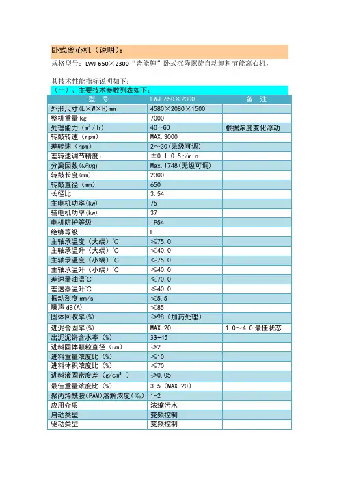 卧式离心机(说明)