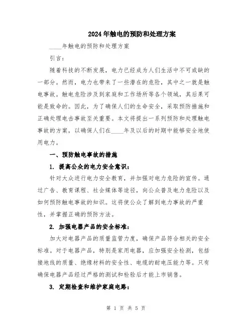 2024年触电的预防和处理方案
