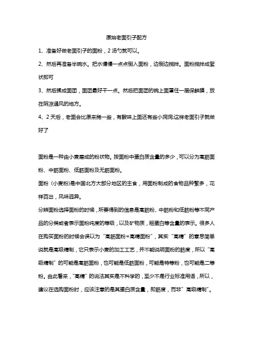 原始老面引子配方