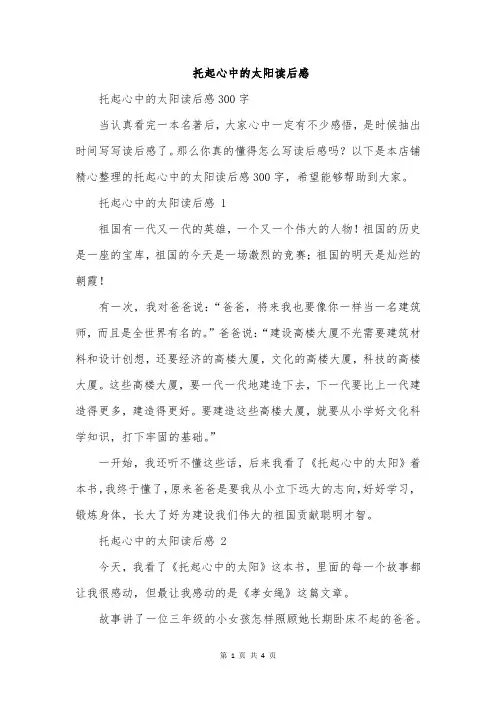托起心中的太阳读后感