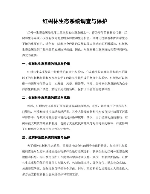 红树林生态系统调查与保护