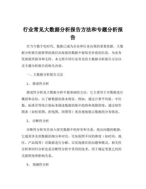 行业常见大数据分析报告方法和专题分析报告