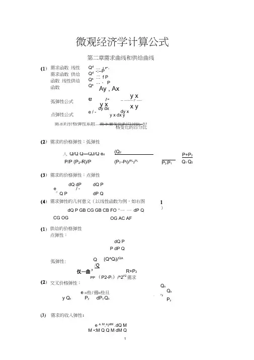 微观经济学计算公式(最全)