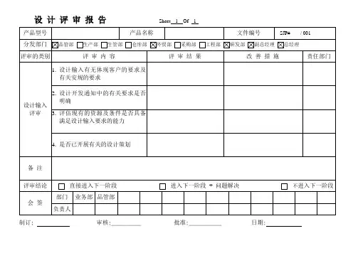 产品设计评审报告