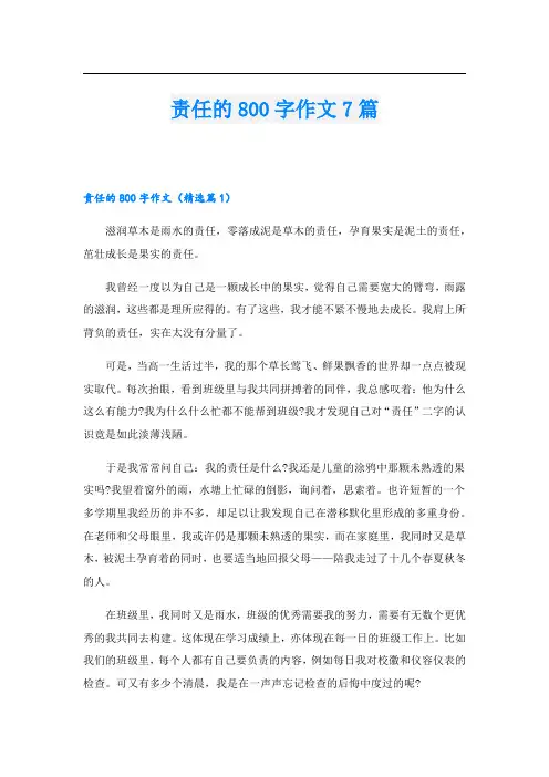 责任的800字作文7篇