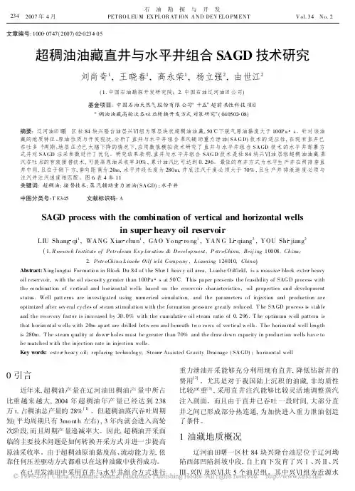 超稠油油藏直井与水平井组合SAGD技术研究