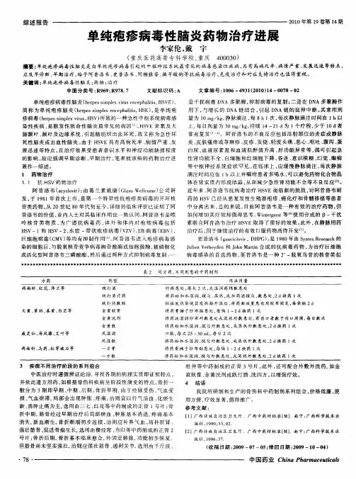 单纯疱疹病毒性脑炎药物治疗进展