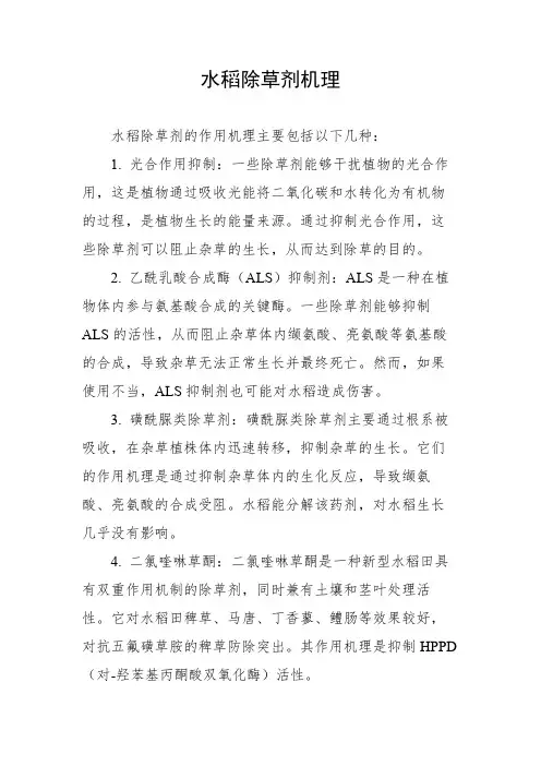 水稻除草剂机理