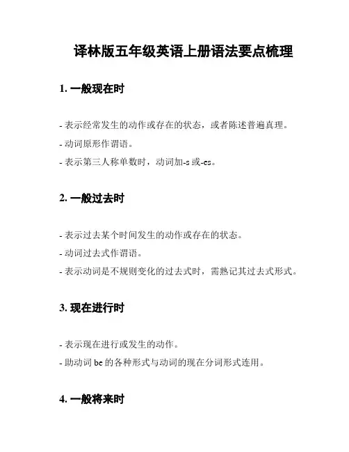 译林版五年级英语上册语法要点梳理