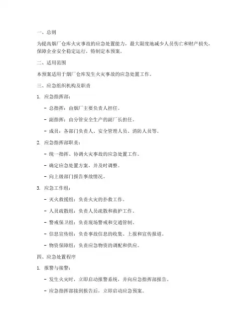 烟厂仓库火灾事故应急预案