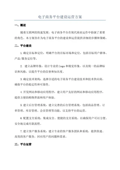 电子商务平台建设运营方案