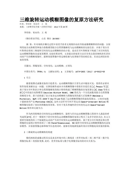 三维旋转运动模糊图像的复原方法研究    