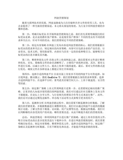 网盘营销策划
