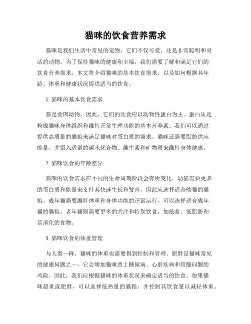 猫咪的饮食营养需求