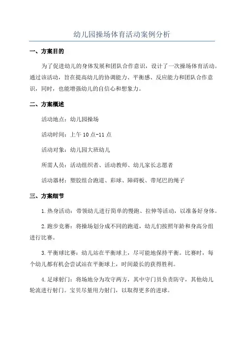 幼儿园操场体育活动案例分析