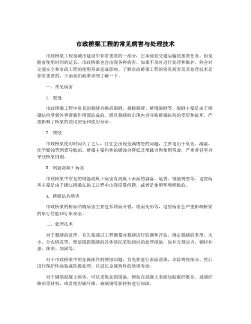 市政桥梁工程的常见病害与处理技术