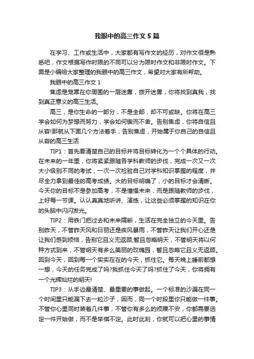 我眼中的高三作文5篇