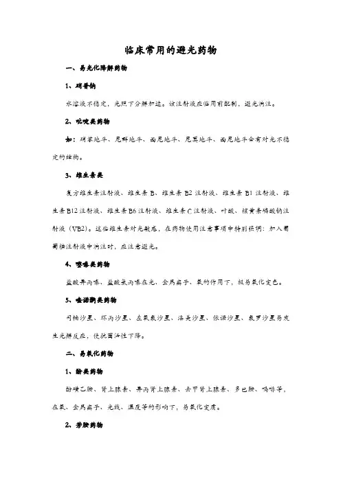 临床常用的避光药物