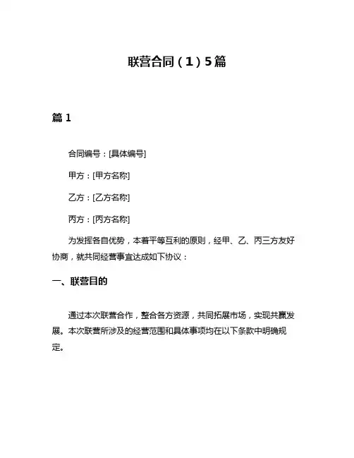 联营合同(1)5篇