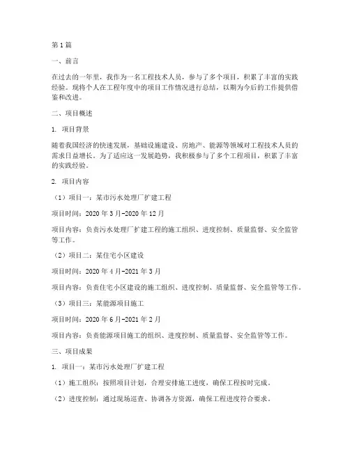 工程年度个人项目总结(3篇)