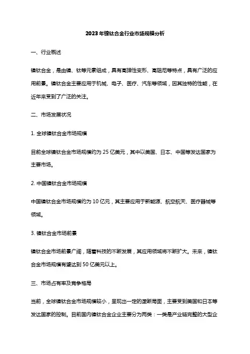 2023年镍钛合金行业市场规模分析