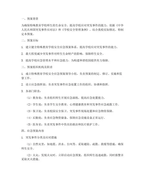 特殊教育学校安全应急预案