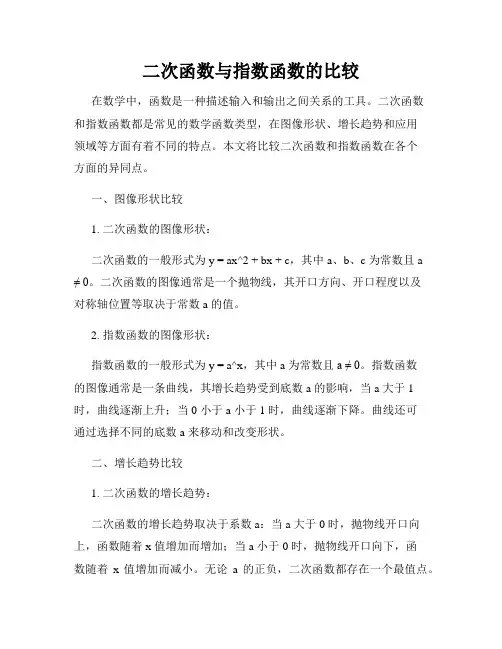 二次函数与指数函数的比较