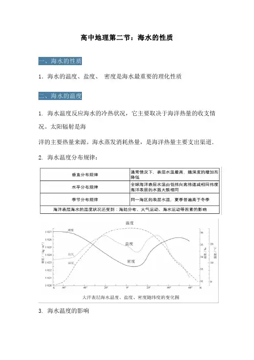高中地理第二节：海水的性质