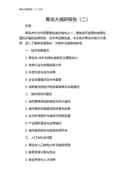 青岛大调研报告(二)2024
