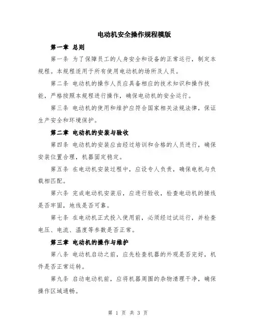 电动机安全操作规程模版