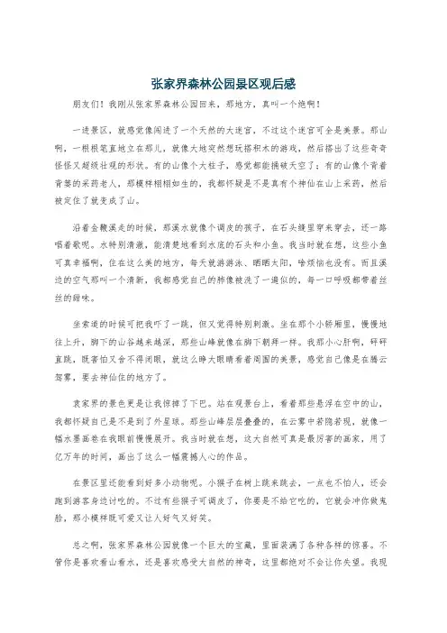 张家界森林公园景区观后感