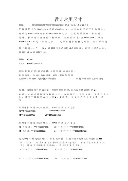 平面设计常用尺寸介绍