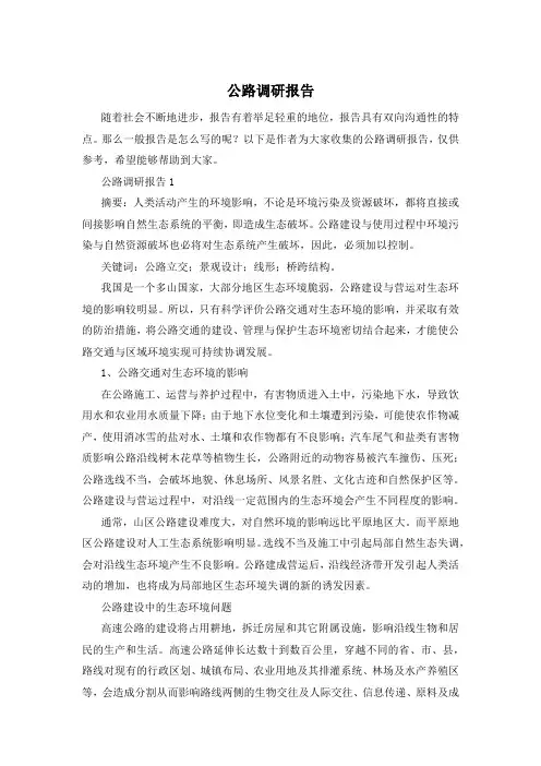 公路调研报告