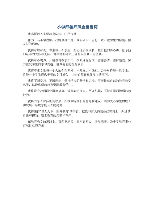 小学师德师风宣誓誓词