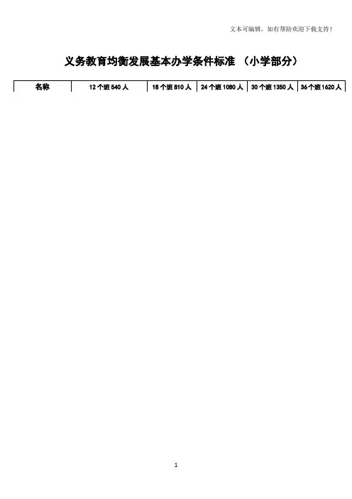义务教育均衡发展基本办学条件标准小学部分