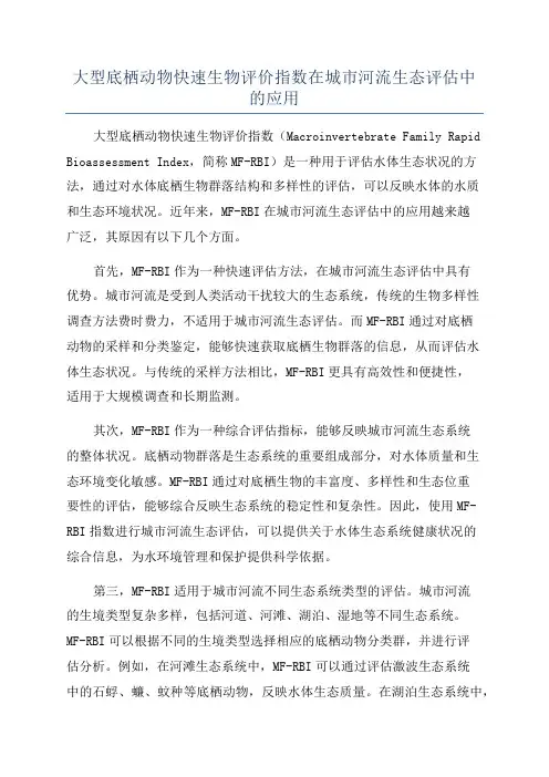 大型底栖动物快速生物评价指数在城市河流生态评估中的应用