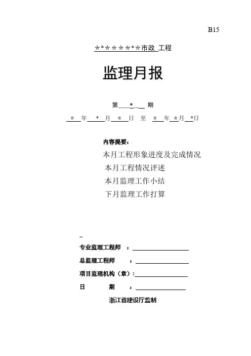 市政工程监理月报示例