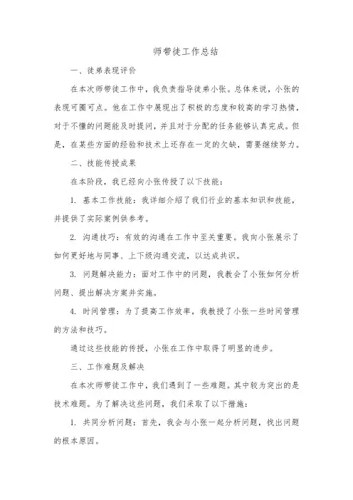 师带徒总结