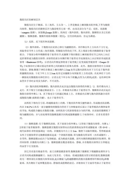 腹股沟区解剖层次