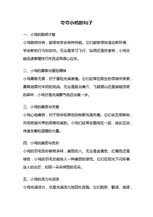 夸夸小鸡的句子