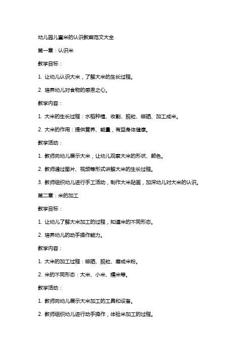 幼儿园儿童米的认识教案范文大全