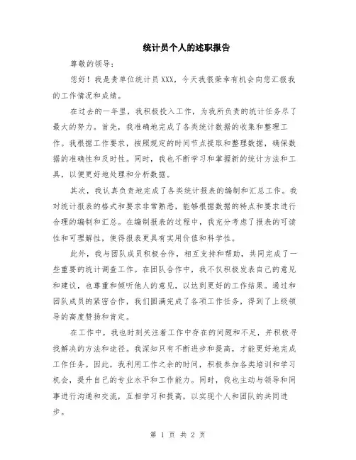 统计员个人的述职报告